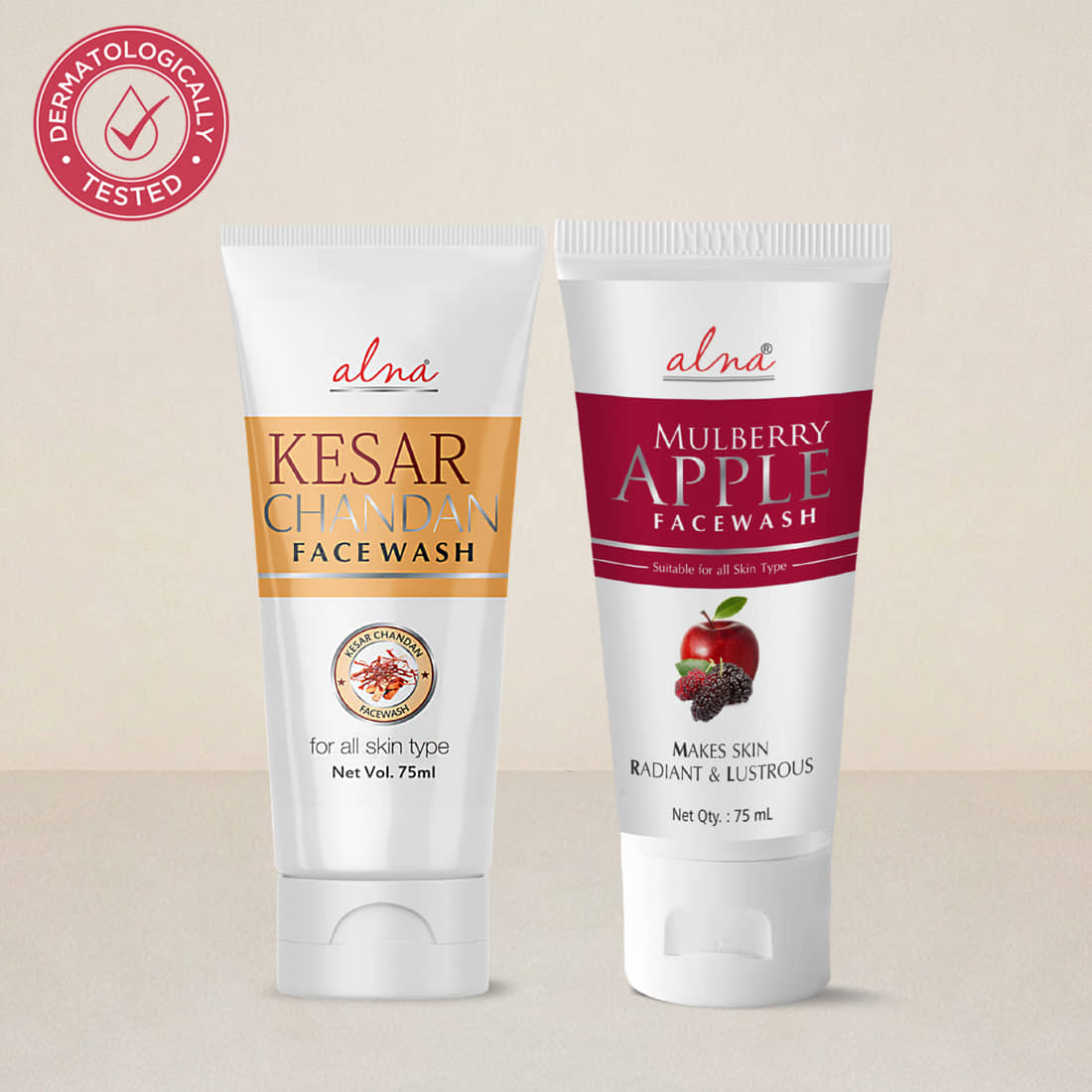 Alna Kesar Chandan Face Wash with Mulberry Apple Face Wash 75ml Each , Pack of 2