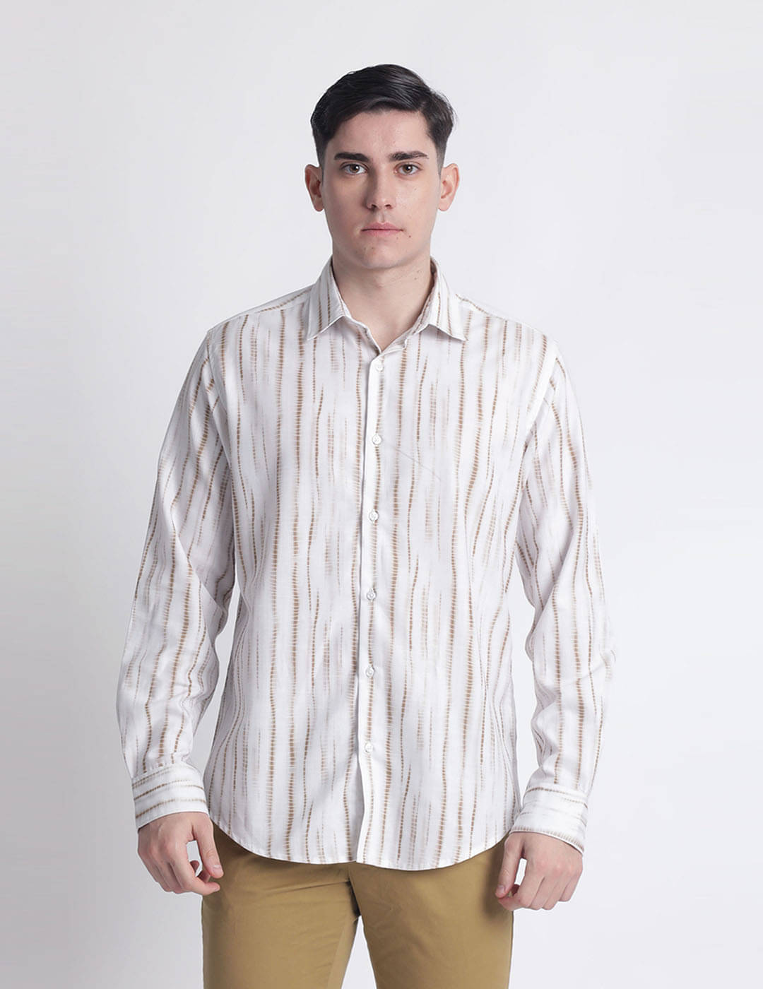 Ivoc Men Spread Collar Vertical Striped Cotton Casual Shirt Ivoc Men Spread Collar Vertical Striped Cotton Casual Shirt