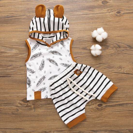     			CUTEVIBE Pack of 1 Unisex Cotton Blend T-Shirt & Shorts Set ( White )