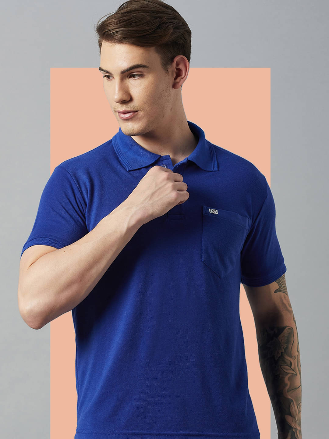 DISTORTION CREW Pack of 1 Cotton Blend Regular Fit Solid Half Sleeves Men's Polo T Shirt ( Navy Blue ) DISTORTION CREW Pack of 1 Cotton Blend Regular Fit Solid Half Sleeves Men's Polo T Shirt ( Navy Blue )