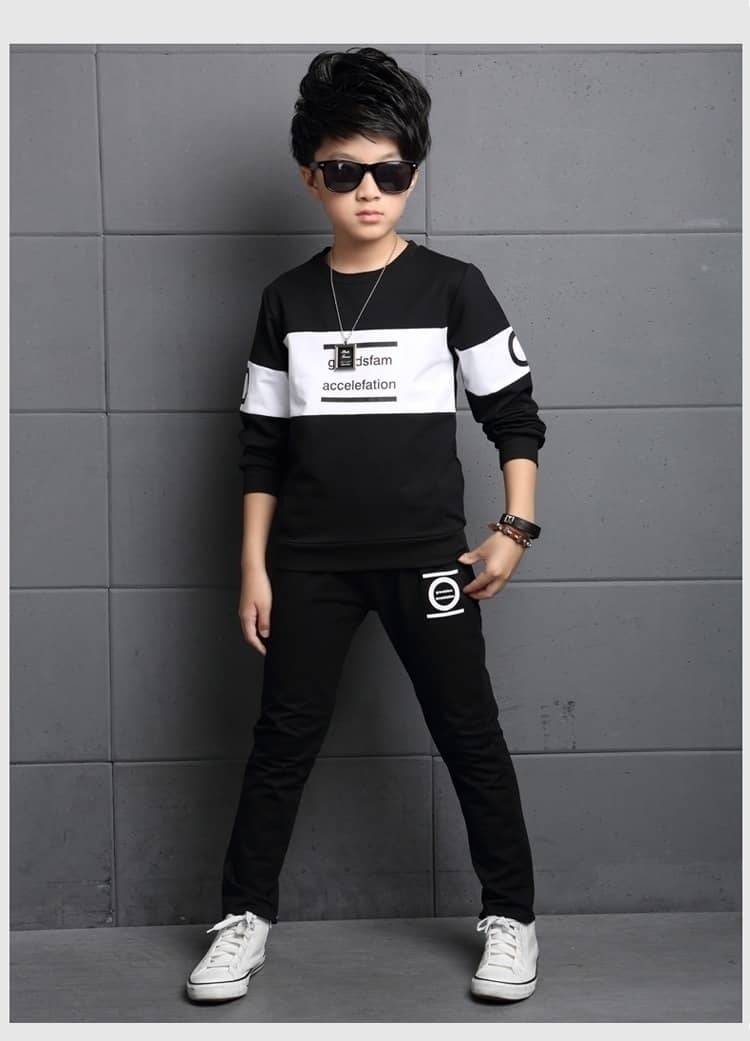 Gudpig Pack of 1 Boys Cotton T-Shirt & Pants Set ( Black )