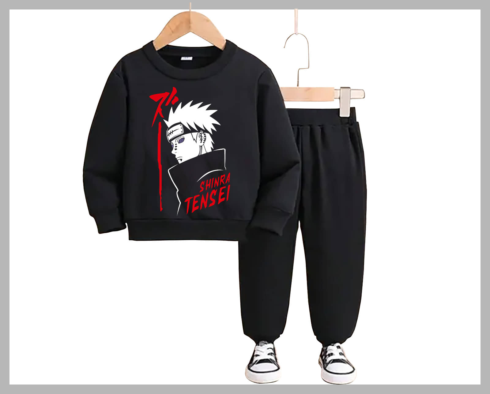 Gudpig Pack of 1 Boys Cotton Sweatshirt & Trackpant Set ( Black )