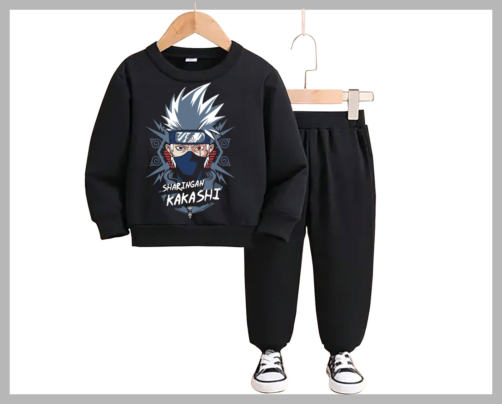 Gudpig Pack of 1 Boys Cotton Sweatshirt & Trackpant Set ( Black )