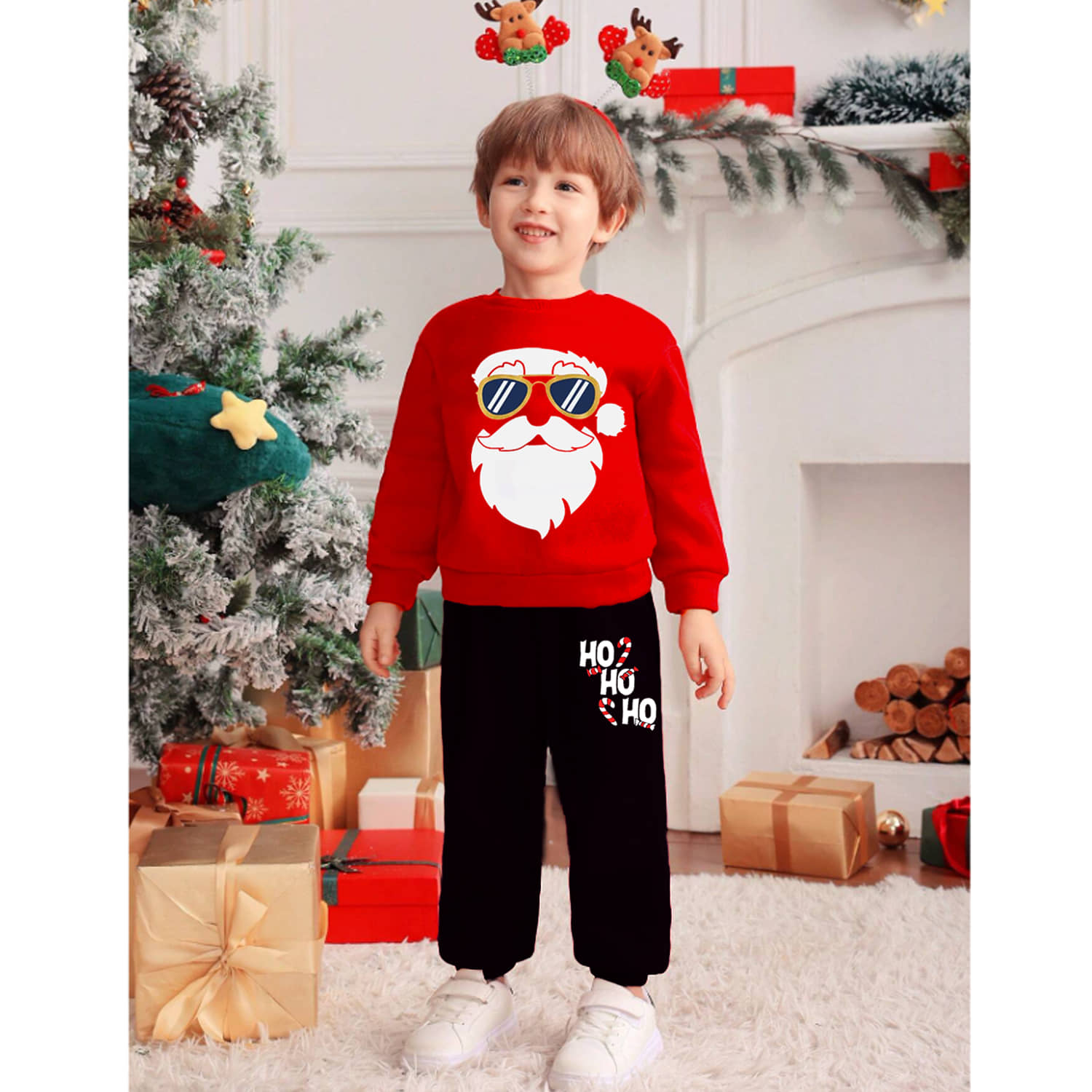 Gudpig Pack of 1 Boys Cotton Sweatshirt & Trackpant Set ( Black )