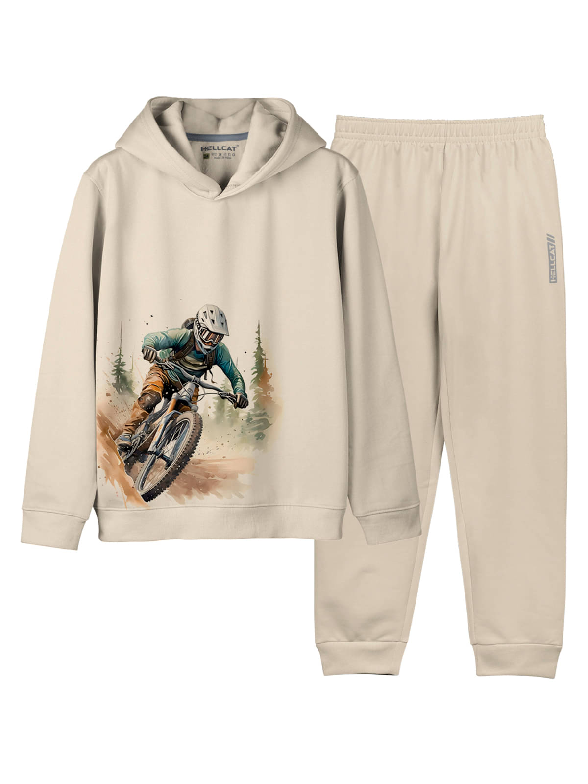     			HELLCAT Pack of 1 Girls Cotton Blend Top With Jogger Set ( Beige )