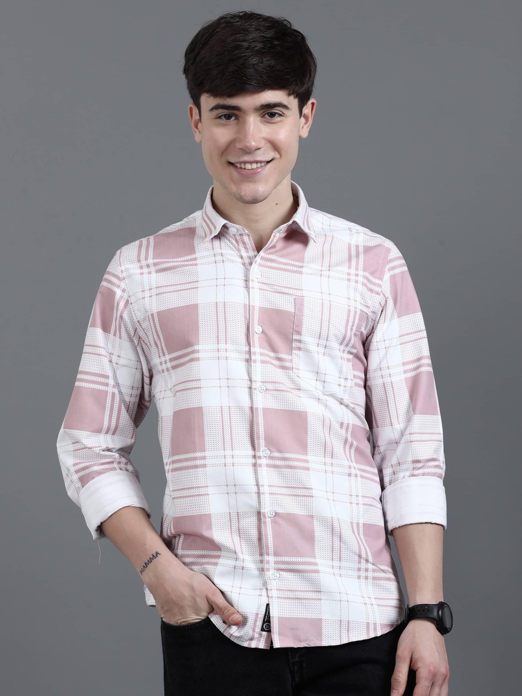 HETIERS Cotton Blend Regular Fit Printed Half Sleeves Men's Casual Shirt - Pink ( Pack of 1 )     			HETIERS Cotton Blend Regular Fit Printed Half Sleeves Men's Casual Shirt - Pink ( Pack of 1 )