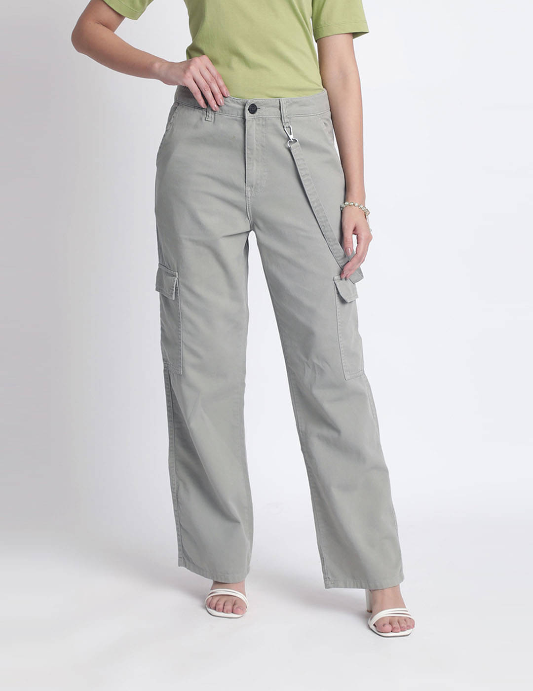     			IVOC Women Straight Fit High-Rise Cargos Trousers