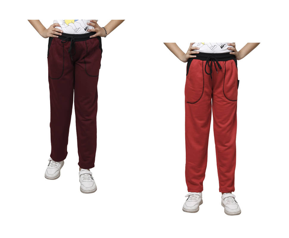 IndiWeaves Pack of 2 Girls Fleece Trackpants ( Colors )     			IndiWeaves Pack of 2 Girls Fleece Trackpants ( Colors )