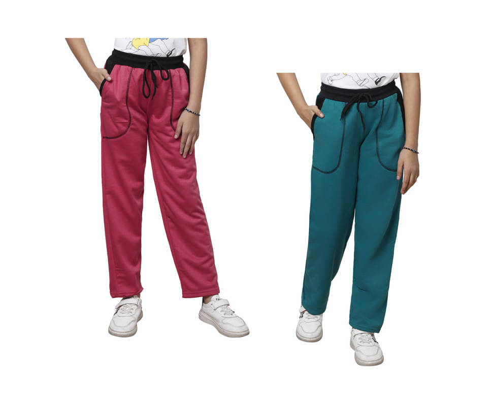 IndiWeaves Pack of 2 Girls Fleece Trackpants ( Colors )     			IndiWeaves Pack of 2 Girls Fleece Trackpants ( Colors )