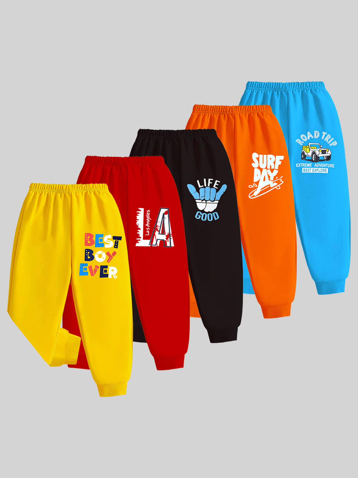Kuchipoo Pack of 5 Boys Cotton Blend Trackpant ( Multicolor 1 ) - Track Pants | Buy online on ZillyBuy