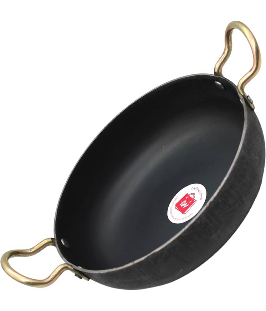 LAZYWINDOW Cast Iron Kadhai Induction Bottom Stainless Steel Handle 2 Thickness mm 22 cm Diameter ( 1 L ) - Cookware | Buy online on ZillyBuy