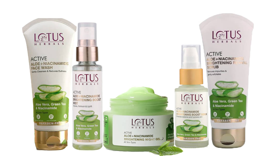     			Lotus Herbals Active Aloe Mist 50g ,Night Gel 50G,Facewash 100G,Scrub 100G,Serum 30ml (Pack of 5)