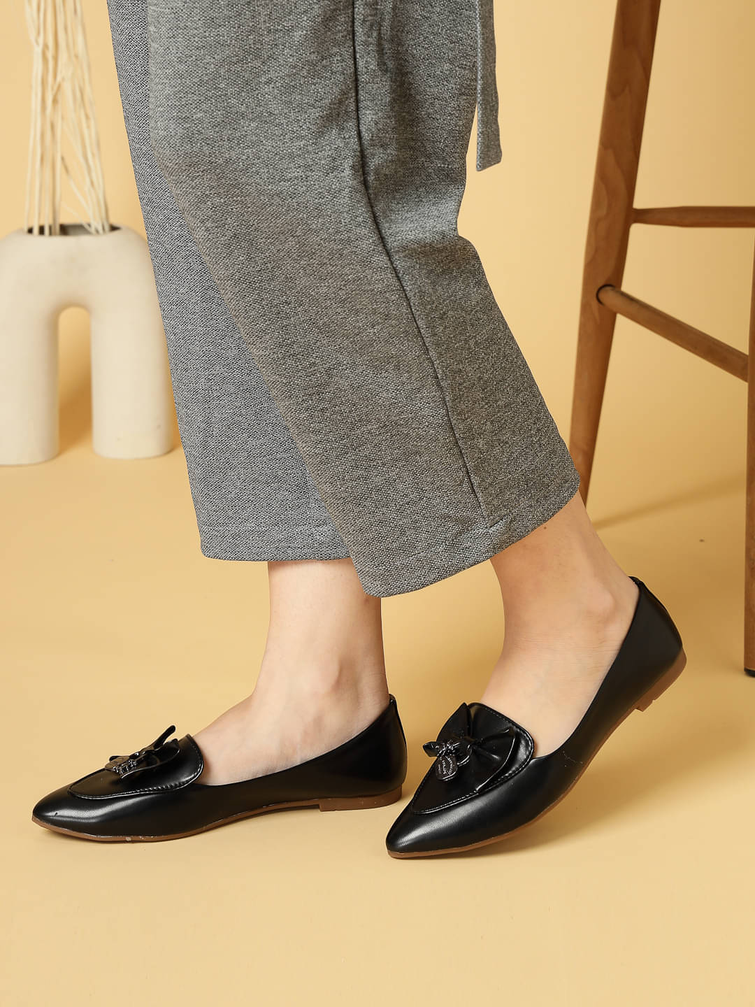     			NATSHUZ Black Women's Casual Ballerinas