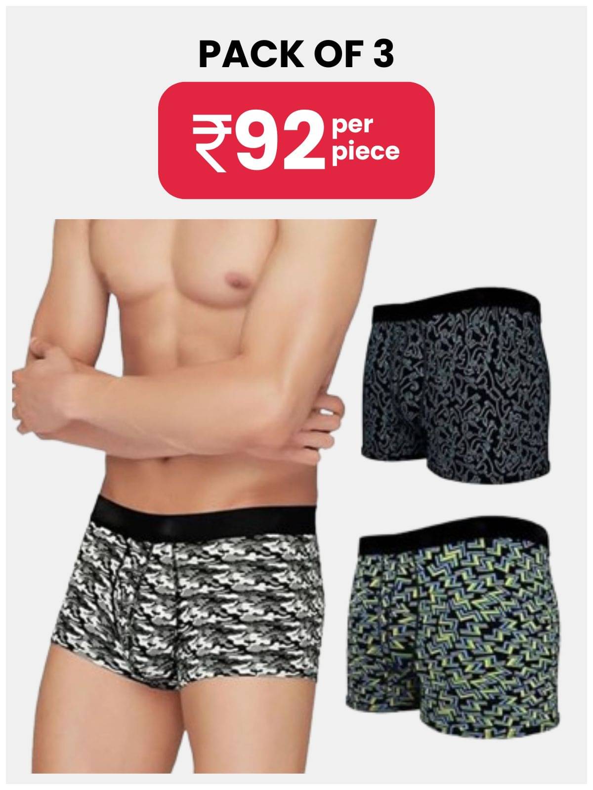 PARYAG HOSIERY Pack of 3 Cotton Blend Trunks For Men's ( Multicolor ) PARYAG HOSIERY Pack of 3 Cotton Blend Trunks For Men's ( Multicolor )