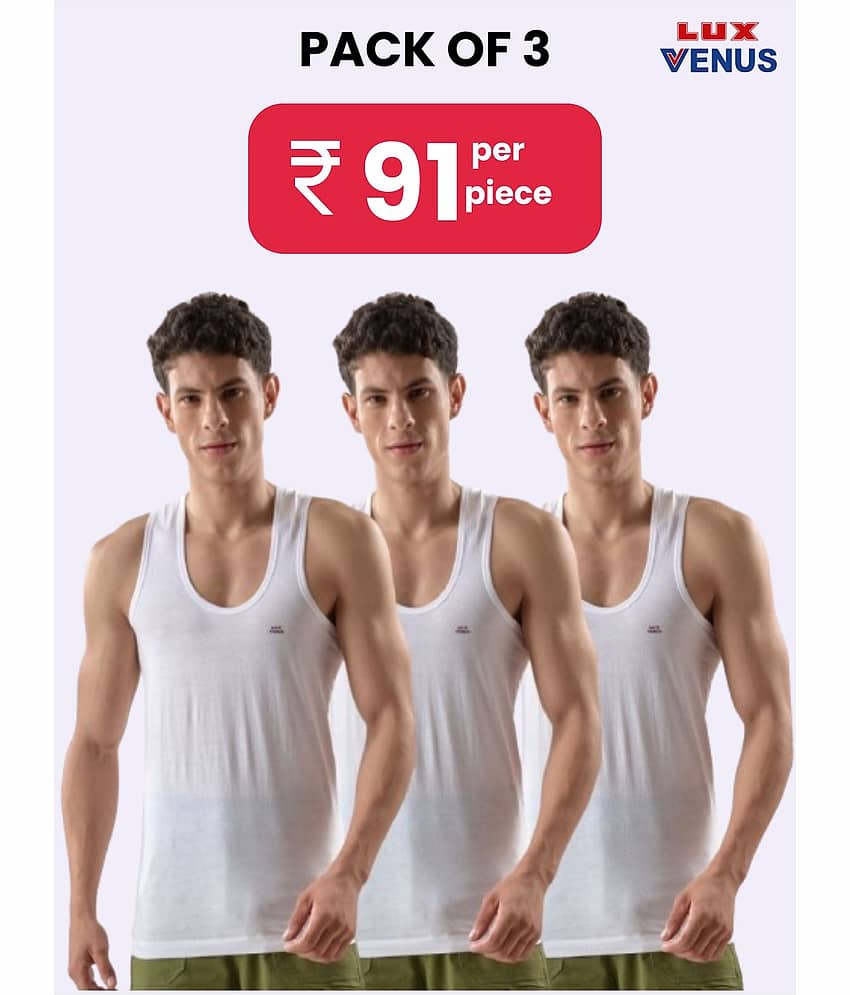 lux venus Pack of 3 Cotton Undershirt For Men ( White ) - Nightwear & Loungewear | Buy online on ZillyBuy
