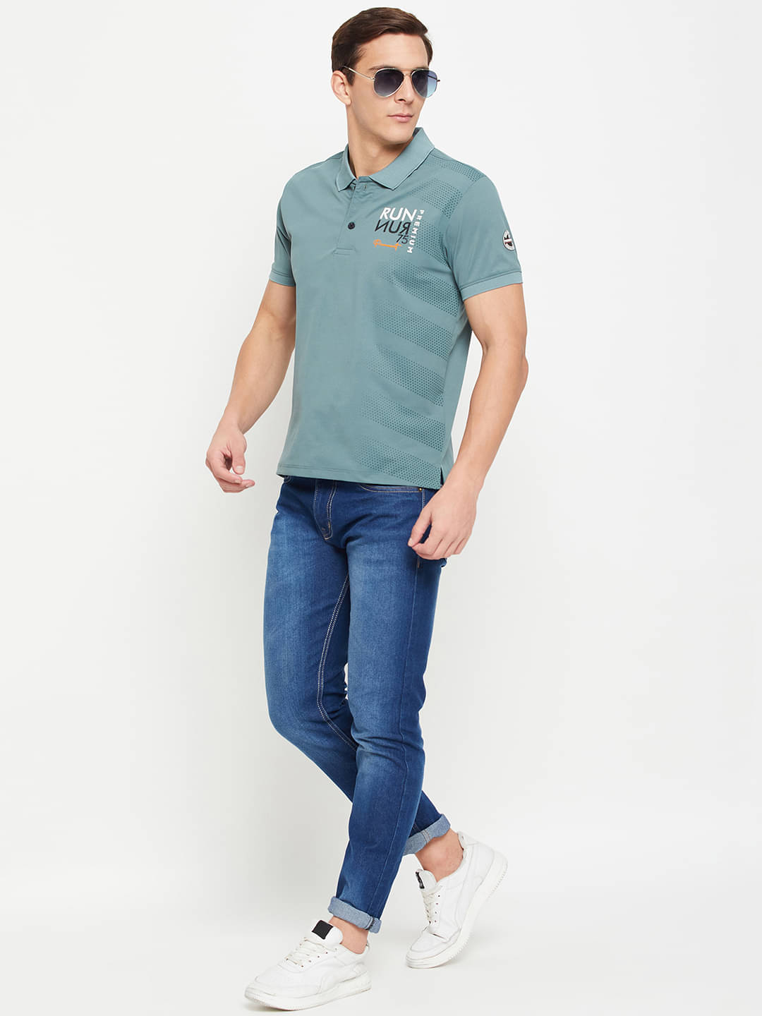     			Promount Pack of 1 Cotton Blend Regular Fit Printed Half Sleeves Men's Polo T Shirt ( Green )