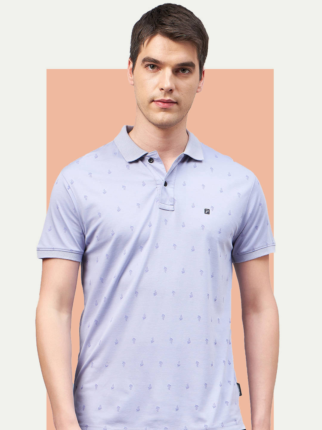     			Promount Pack of 1 Cotton Blend Regular Fit Printed Half Sleeves Men's Polo T Shirt ( Purple )