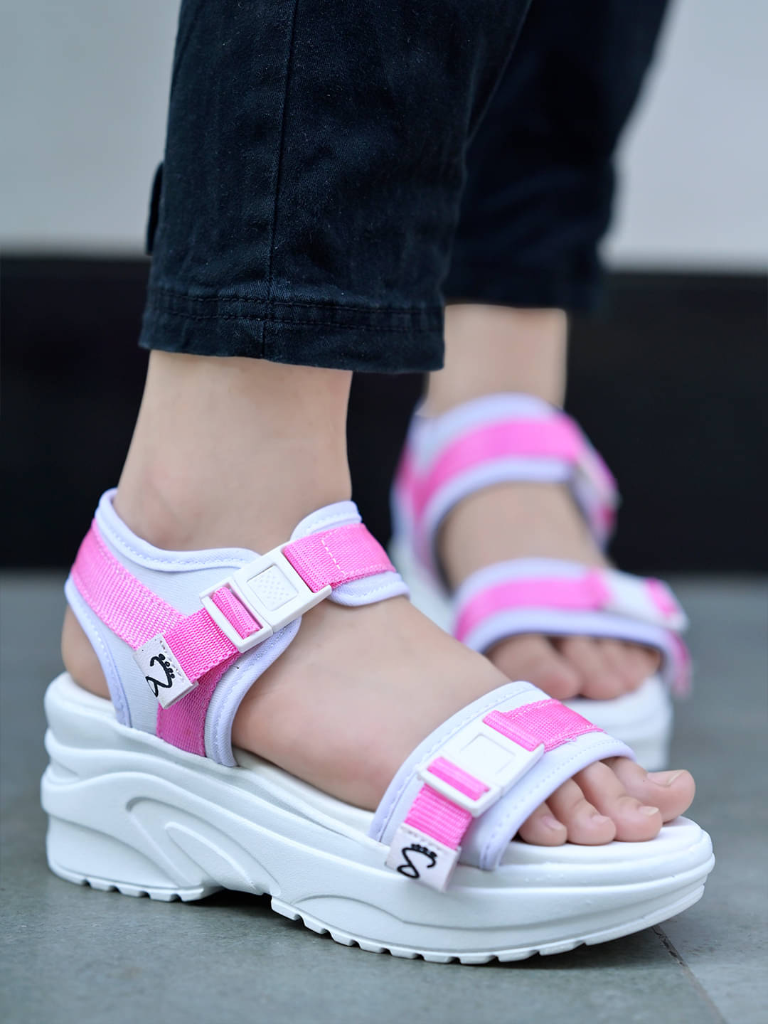     			Shoetopia White Floater Sandals