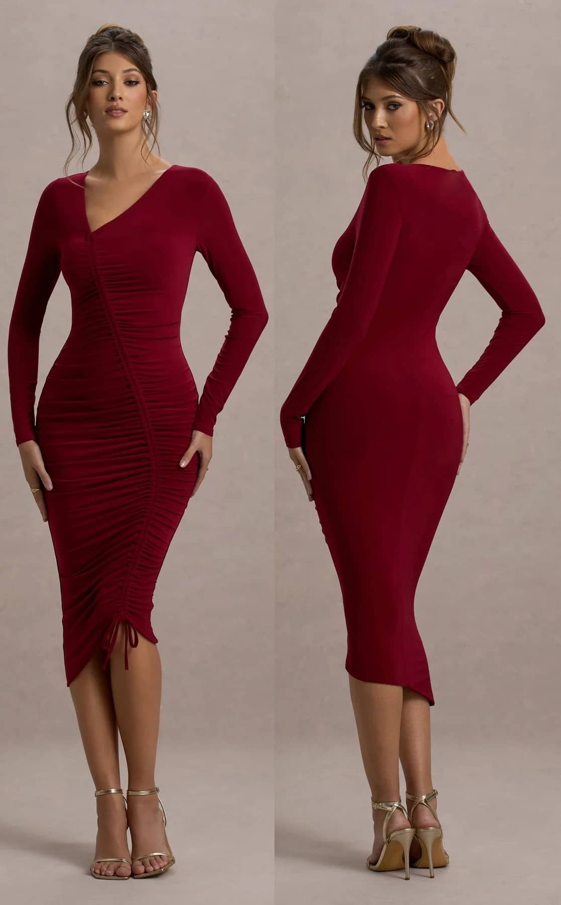 Traquila Women Lycra Solid Bodycon Dress ( Maroon )