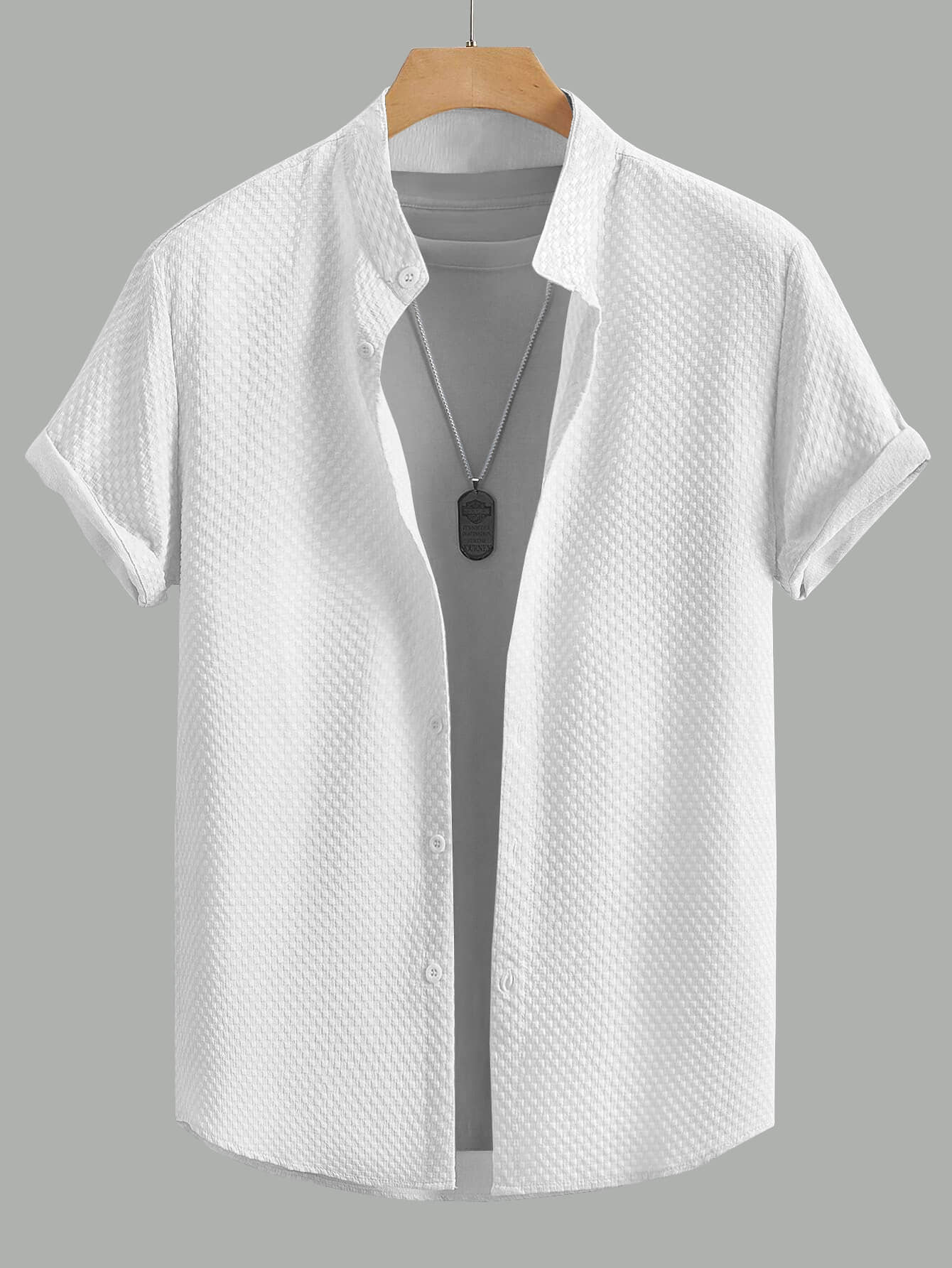 Urban Buccachi Polyester Regular Fit Self Design Half Sleeves Men's Casual Shirt - White ( Pack of 1 )