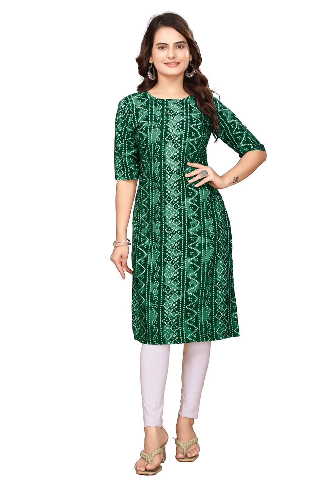 VJ CORPORATE Pack of 1 Crepe Printed Straight Women's Kurti - ( Green )     			VJ CORPORATE Pack of 1 Crepe Printed Straight Women's Kurti - ( Green )