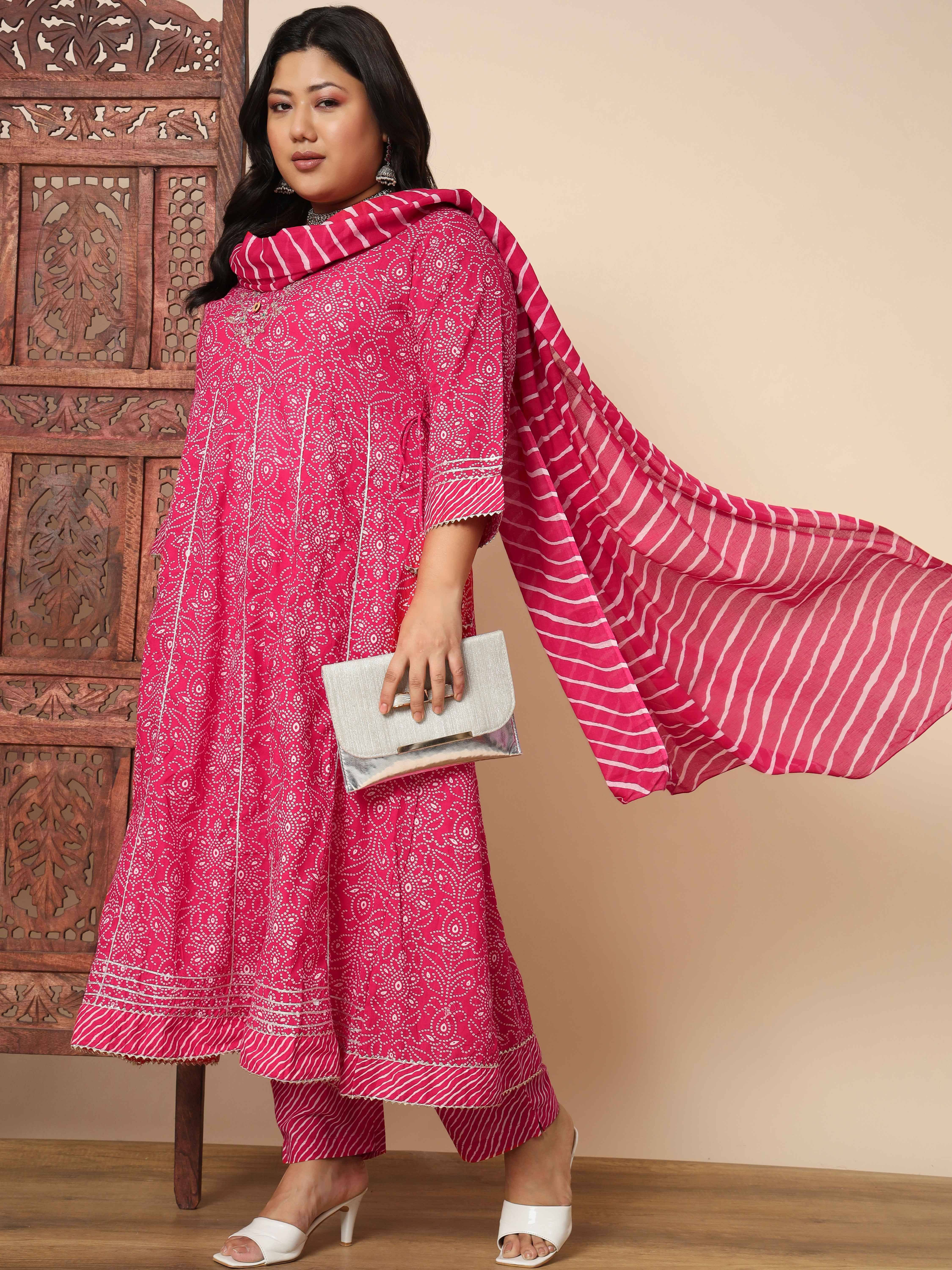 Vbuyz Cotton Printed Kurti With Pants Women's Stitched Salwar Suit - Pink ( Pack of 1 )