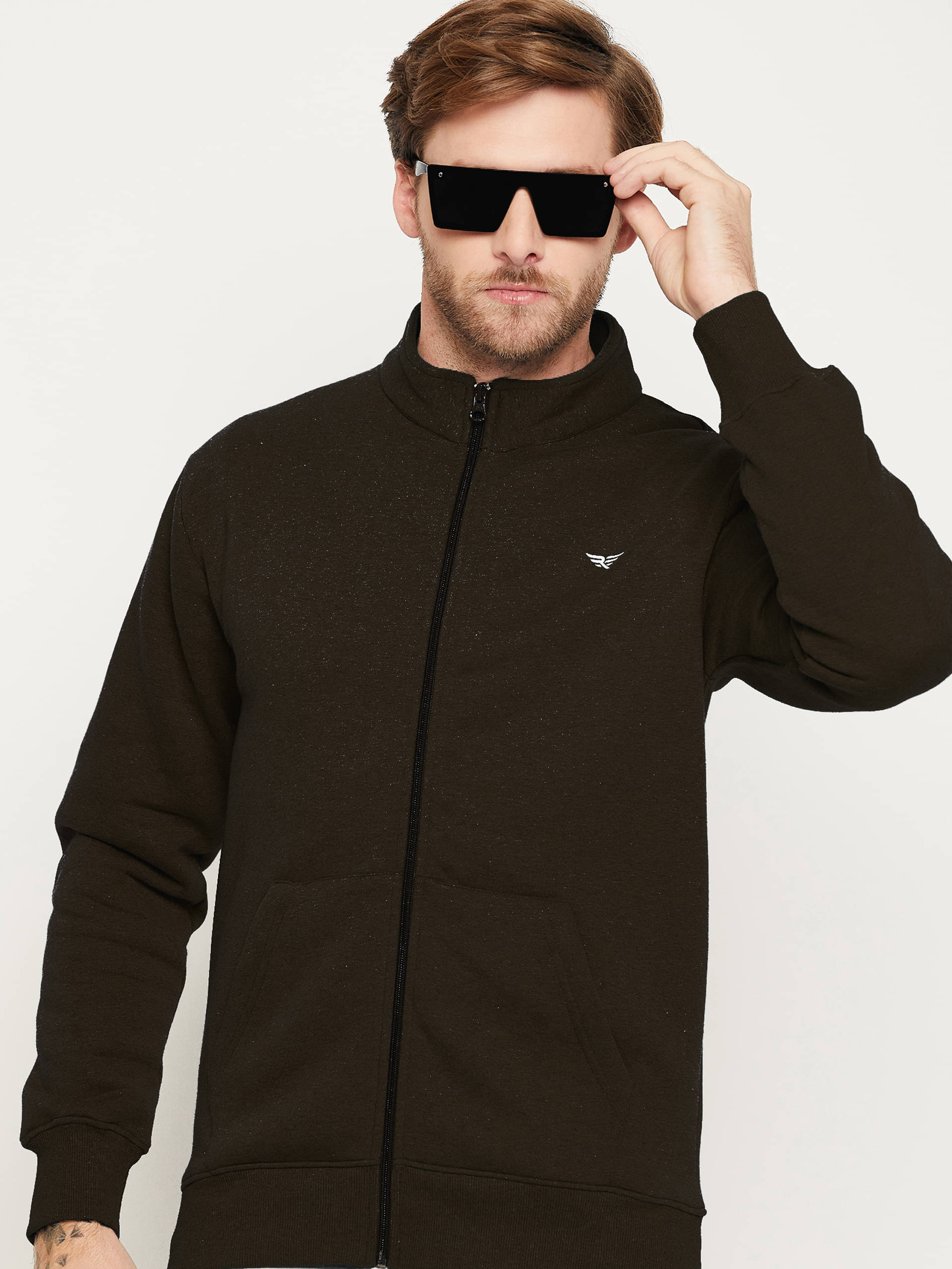 XYRIS Cotton Blend Mandarin Collar Men's Sweatshirt - Brown ( Pack of 1 ) XYRIS Cotton Blend Mandarin Collar Men's Sweatshirt - Brown ( Pack of 1 )