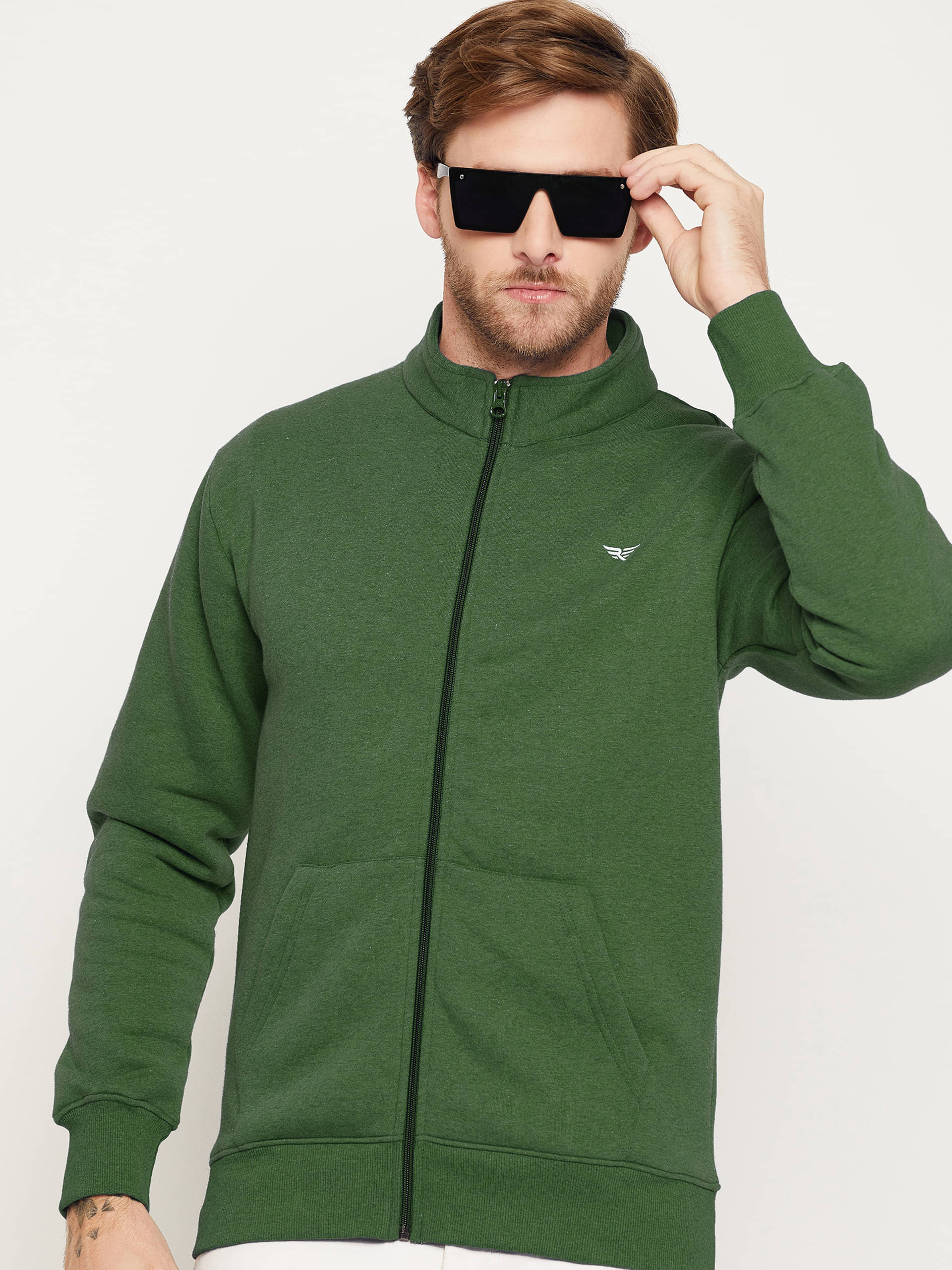     			XYRIS Cotton Blend Mandarin Collar Men's Sweatshirt - Green ( Pack of 1 )