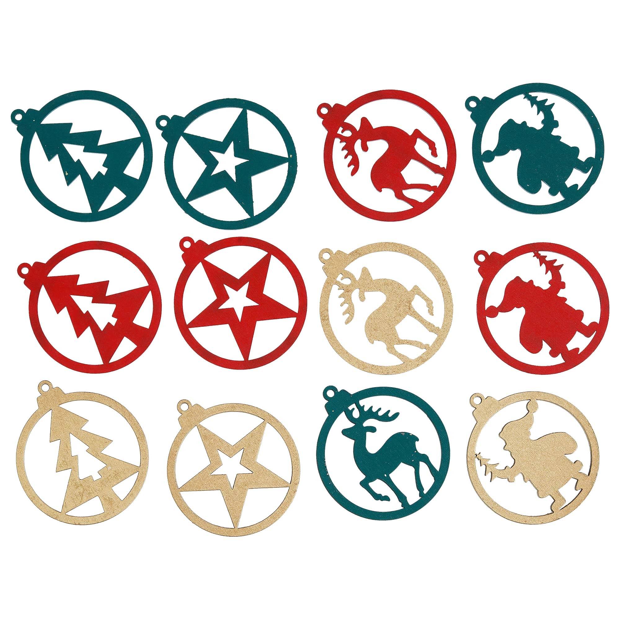 eCraftIndia Green & Red 12 pIeces Wooden Hanging Ornaments Festive Decors eCraftIndia Green & Red 12 pIeces Wooden Hanging Ornaments Festive Decors