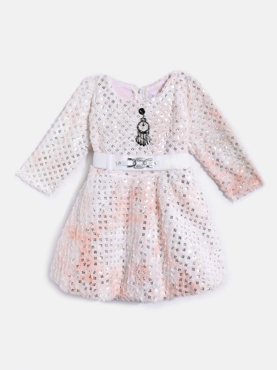    			Aarika Woollen Fit And Flare Dress For Girls ( Pack of 1 , Peach )