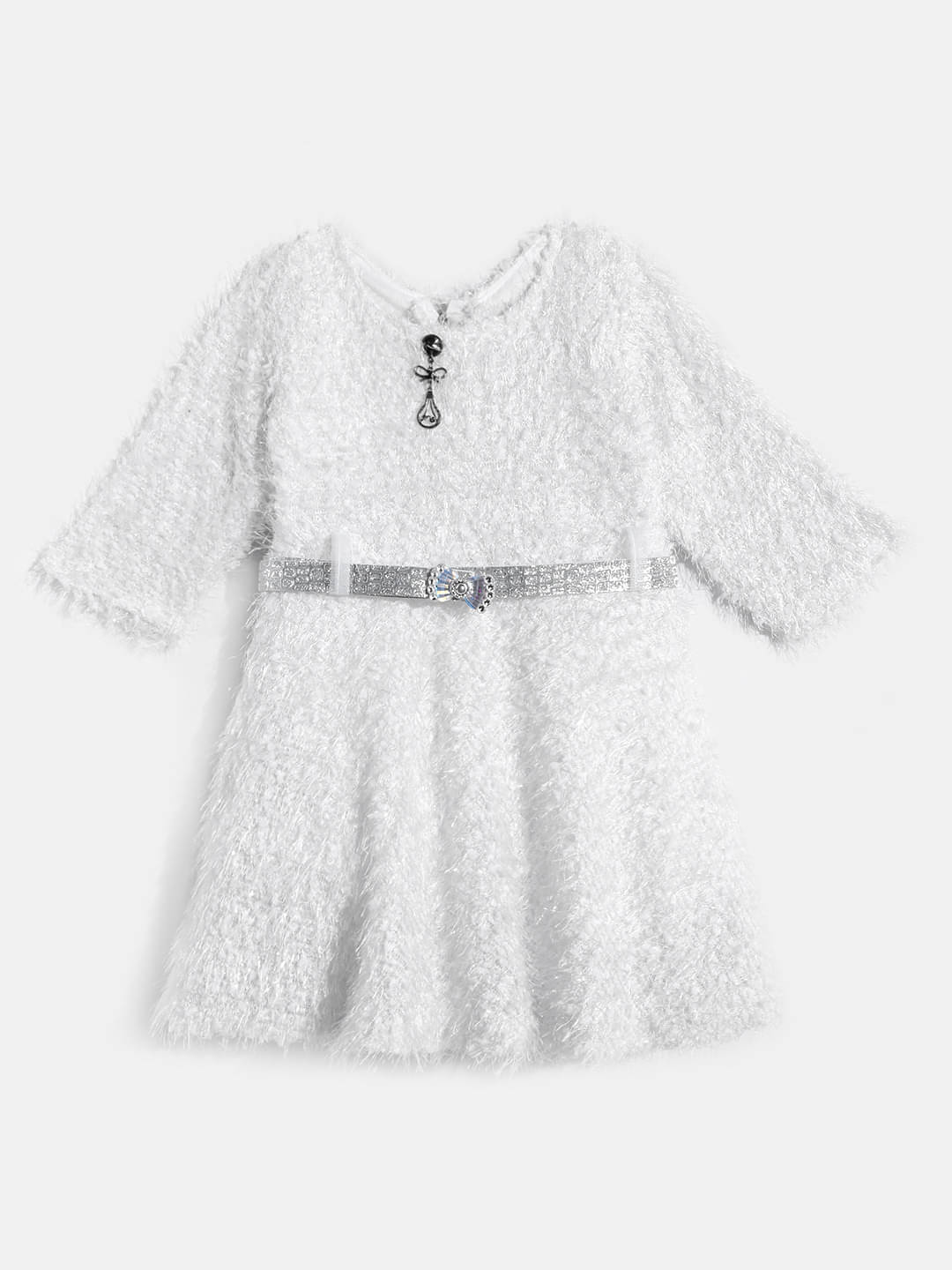 Aarika Woollen Fit And Flare Dress For Girls ( Pack of 1 , White ) Aarika Woollen Fit And Flare Dress For Girls ( Pack of 1 , White )