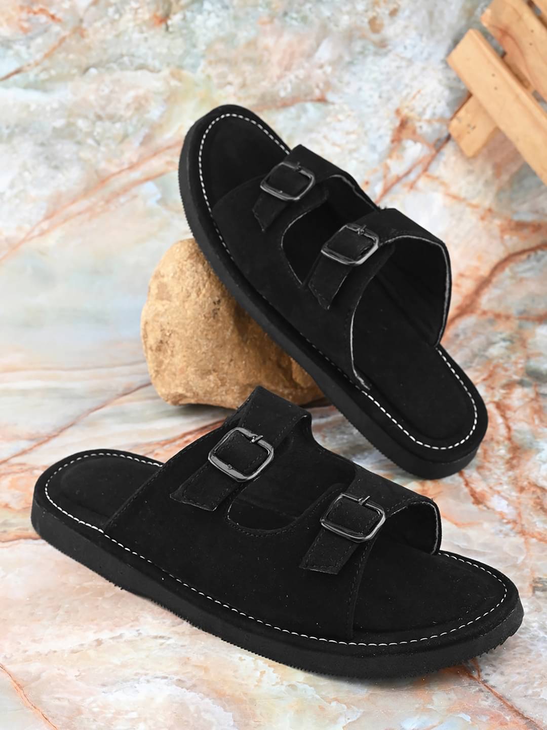     			Anjaneya Creations Black Men's Kolhapuris