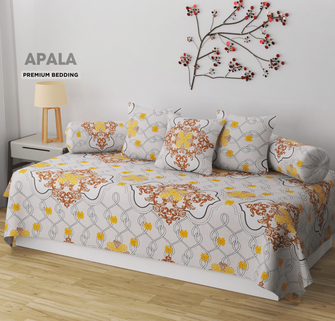     			Apala Microfibre Geometric Diwan Set 6 Pcs - Multi