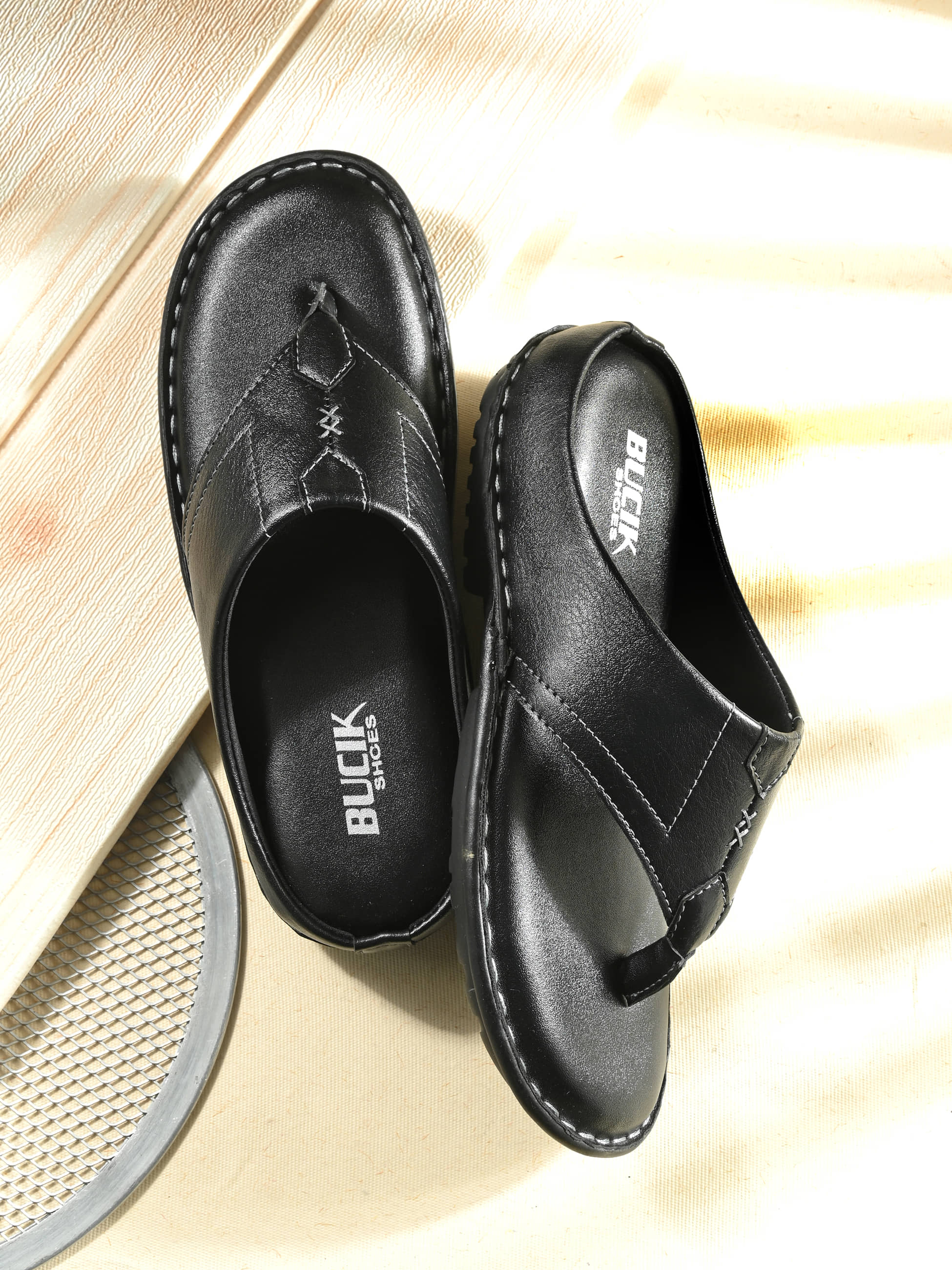 BUCIK SHOES Black Men's Leather Slipper