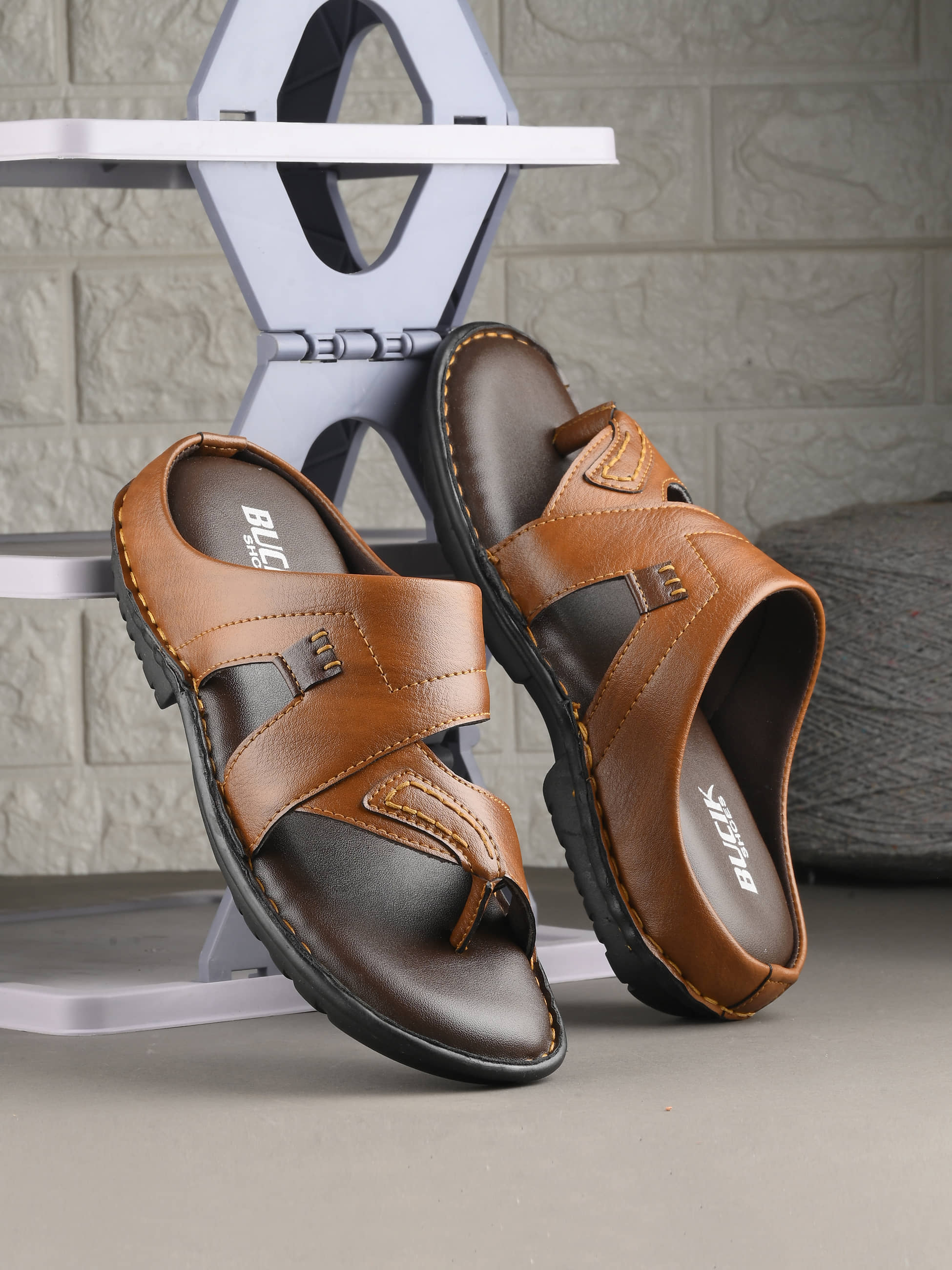 BUCIK SHOES Tan Men's Leather Slipper