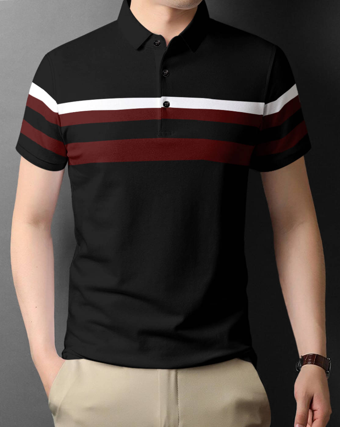 Eyebogler Pack of 1 Cotton Blend Regular Fit Printed Half Sleeves Men's Polo T Shirt ( Black ) Eyebogler Pack of 1 Cotton Blend Regular Fit Printed Half Sleeves Men's Polo T Shirt ( Black )