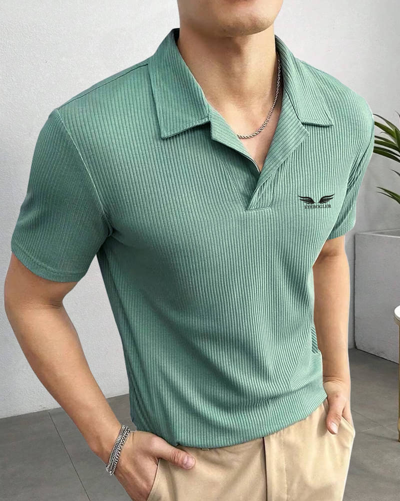     			Eyebogler Men Polyester Regular Fit Solid Polo T Shirt ( Green )