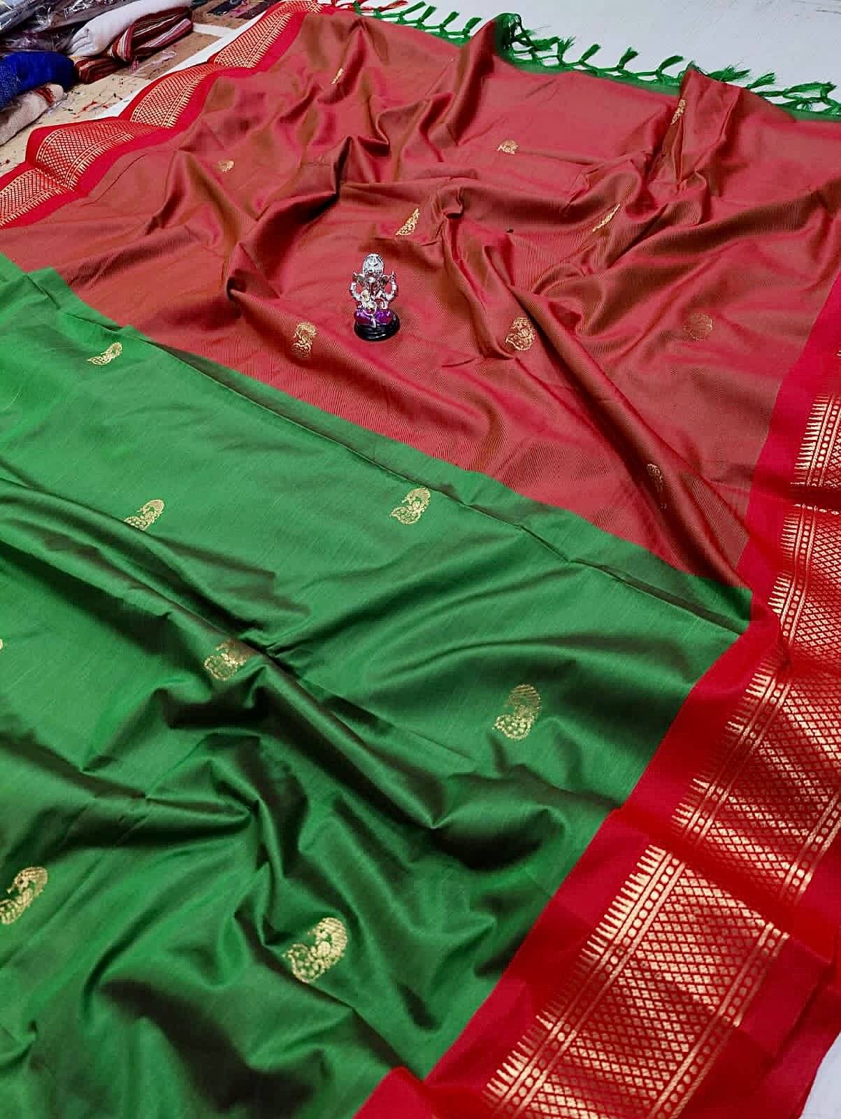 FAB SILK Cotton Silk Embellished Saree With Unstitched Blouse Piece ( Green ) FAB SILK Cotton Silk Embellished Saree With Unstitched Blouse Piece ( Green )