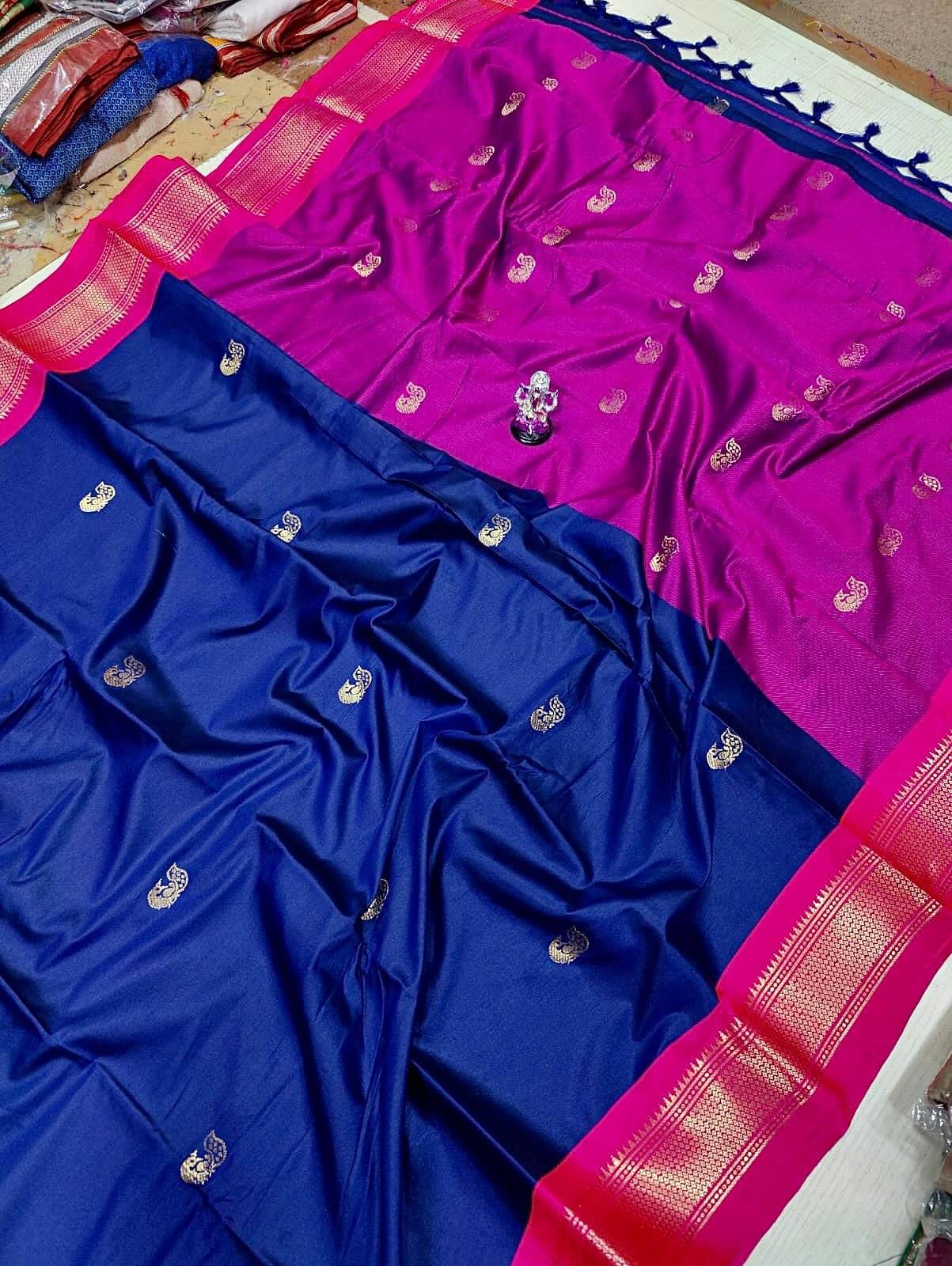 FAB SILK Cotton Silk Embellished Saree With Unstitched Blouse Piece ( Navy Blue ) FAB SILK Cotton Silk Embellished Saree With Unstitched Blouse Piece ( Navy Blue )