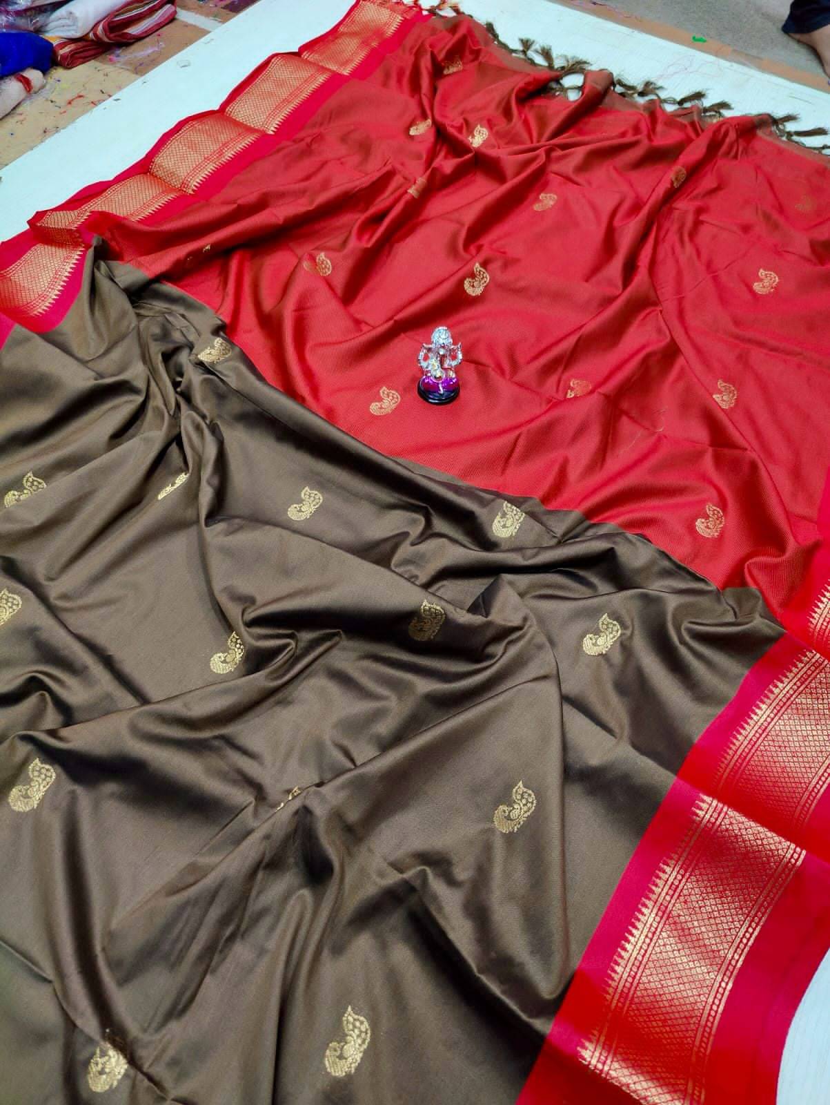 FAB SILK Cotton Silk Embellished Saree With Unstitched Blouse Piece ( Brown ) FAB SILK Cotton Silk Embellished Saree With Unstitched Blouse Piece ( Brown )