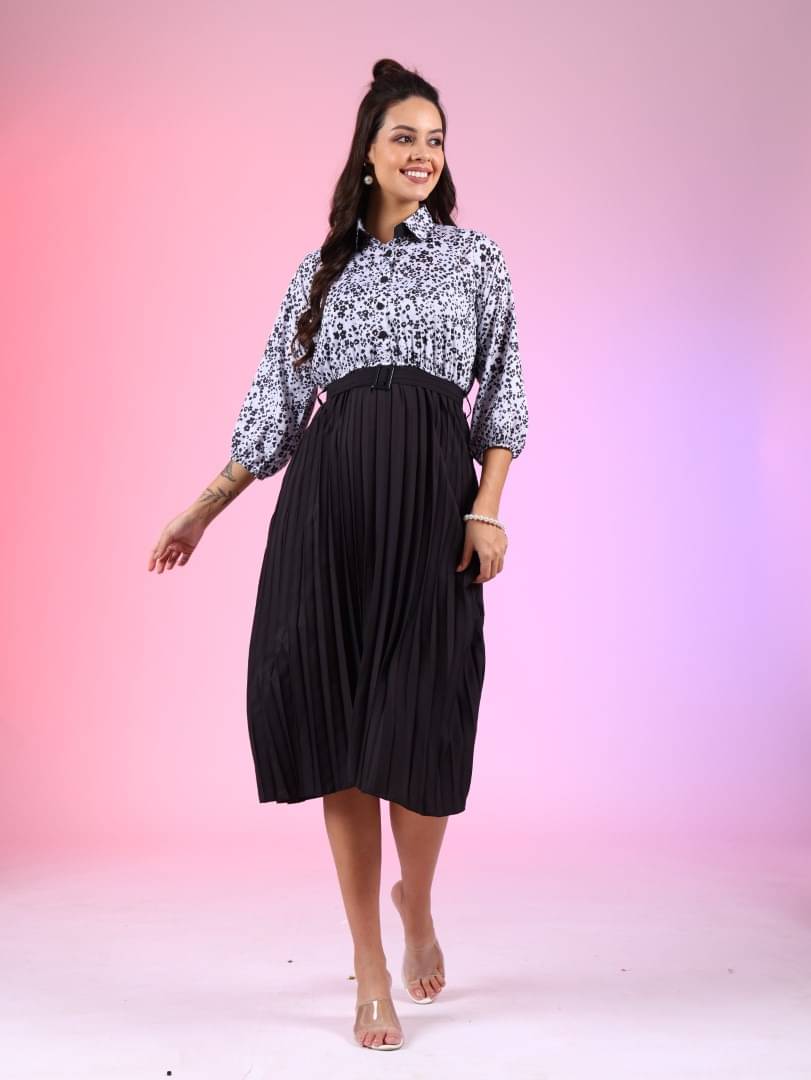 Femvy Women Polyester Printed Fit & Flare Dress ( Multi Color ) Femvy Women Polyester Printed Fit & Flare Dress ( Multi Color )