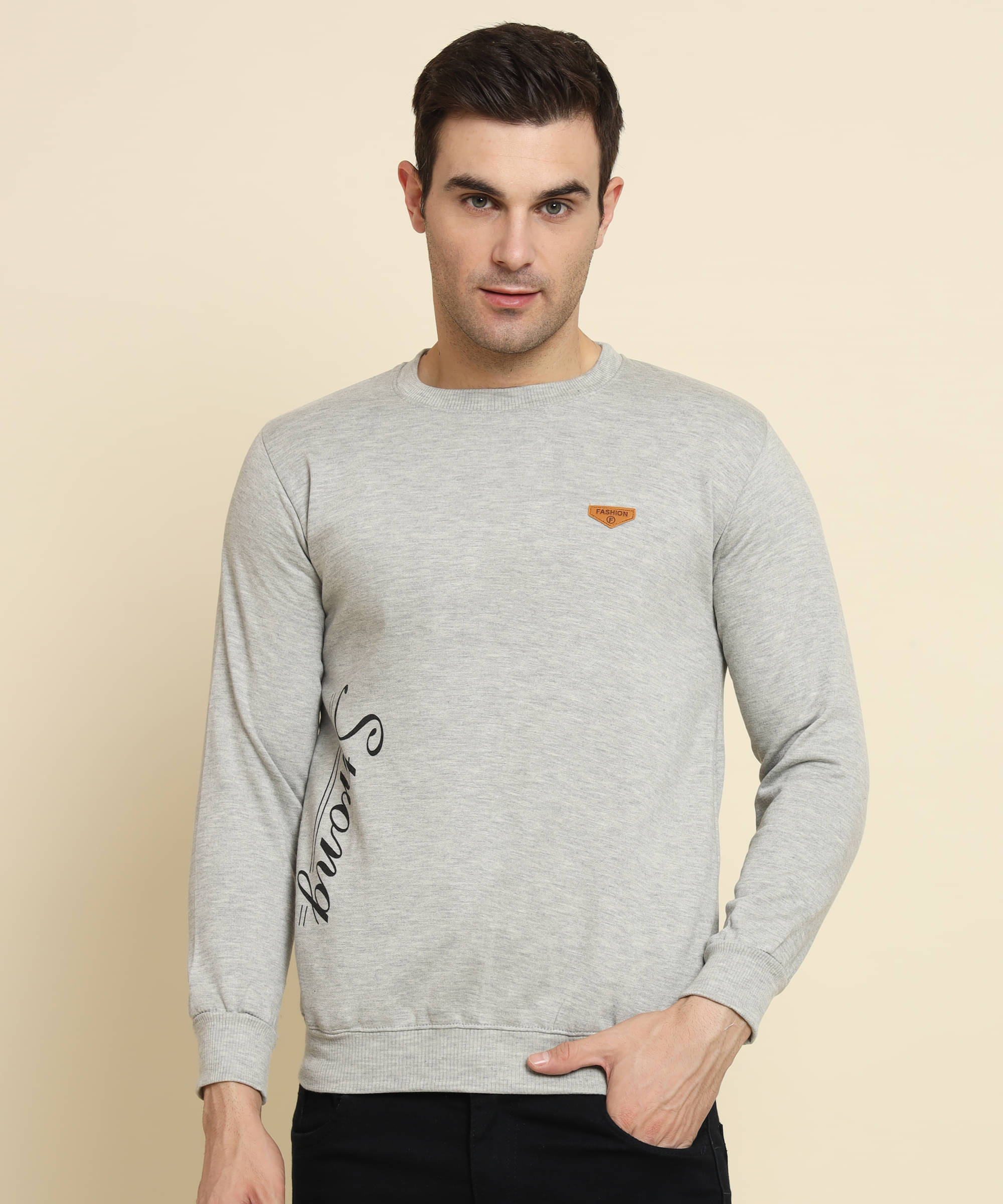HEMLOCK Cotton Blend Round Neck Men's Sweatshirt - Grey ( Pack of 1 ) HEMLOCK Cotton Blend Round Neck Men's Sweatshirt - Grey ( Pack of 1 )