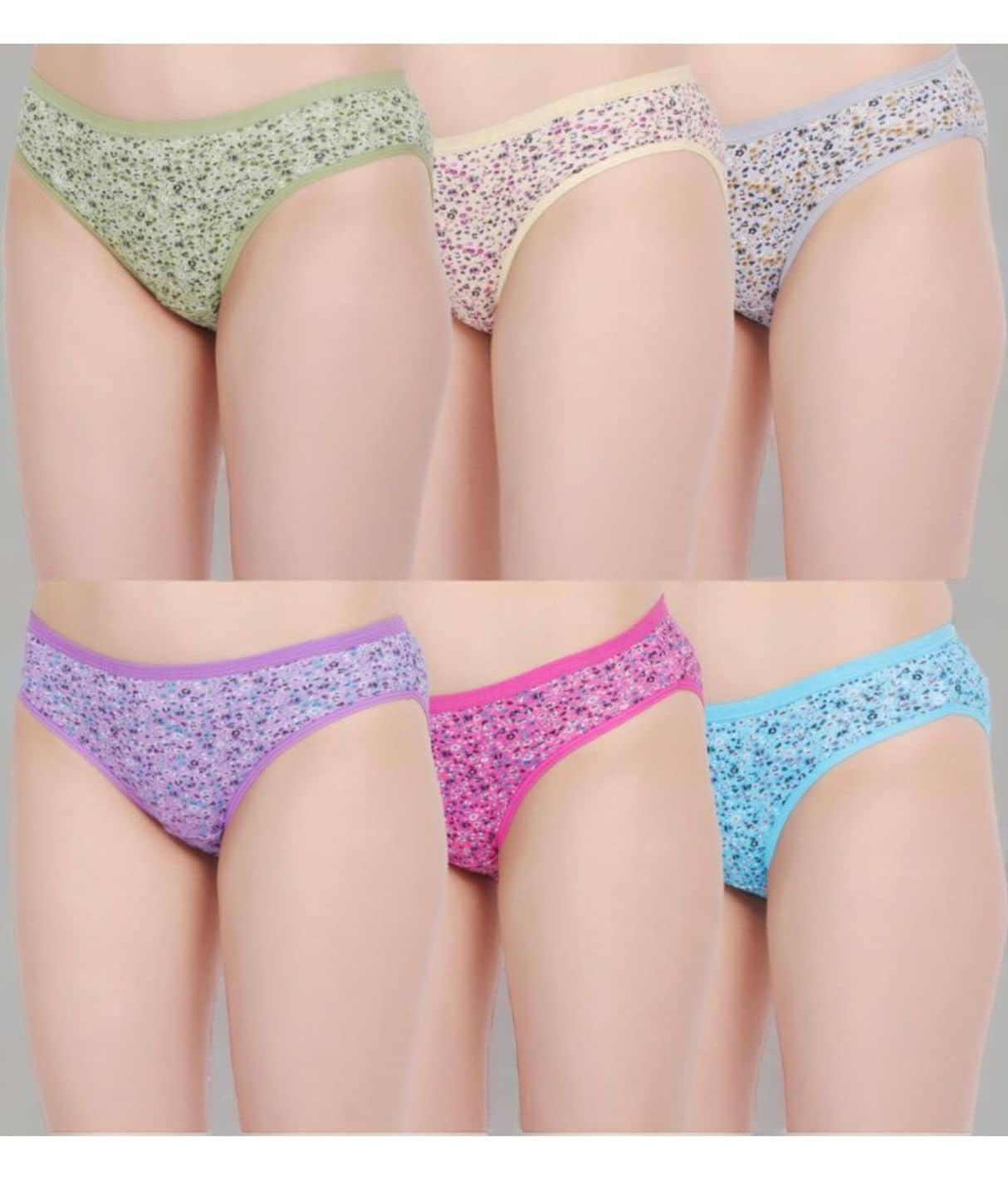 Igrab Pack of 6 Cotton Bikini For Women ( Multicolor )