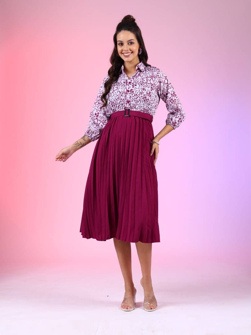 JASH CREATION Polyester Printed Midi Women's Fit & Flare Dress - Purple ( Pack of 1 ) JASH CREATION Polyester Printed Midi Women's Fit & Flare Dress - Purple ( Pack of 1 )