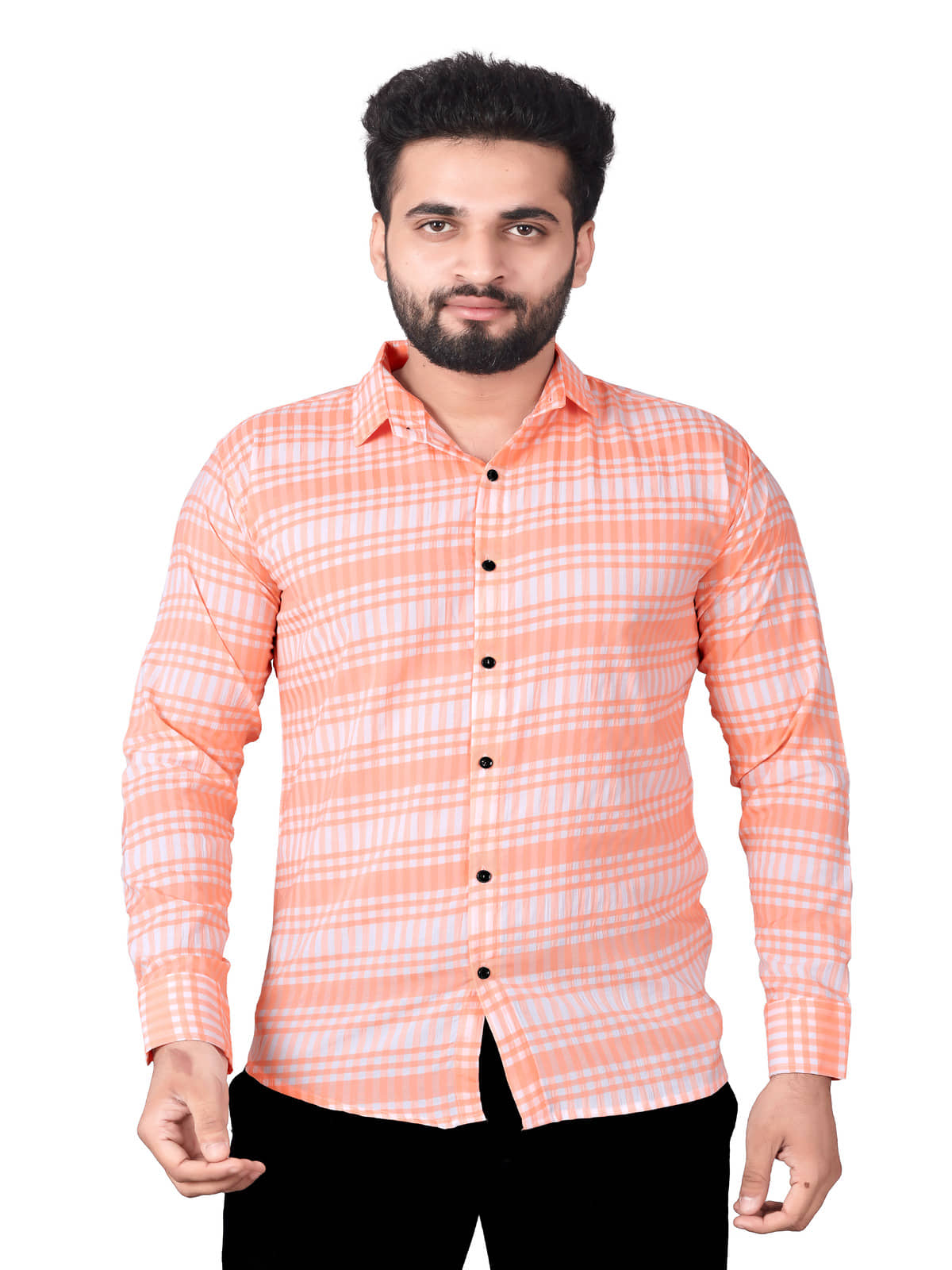 JEEVAAN - THE PERFECT FASHION Cotton Blend Slim Fit Checks Full Sleeves Men's Casual Shirt - Grey ( Pack of 1 )