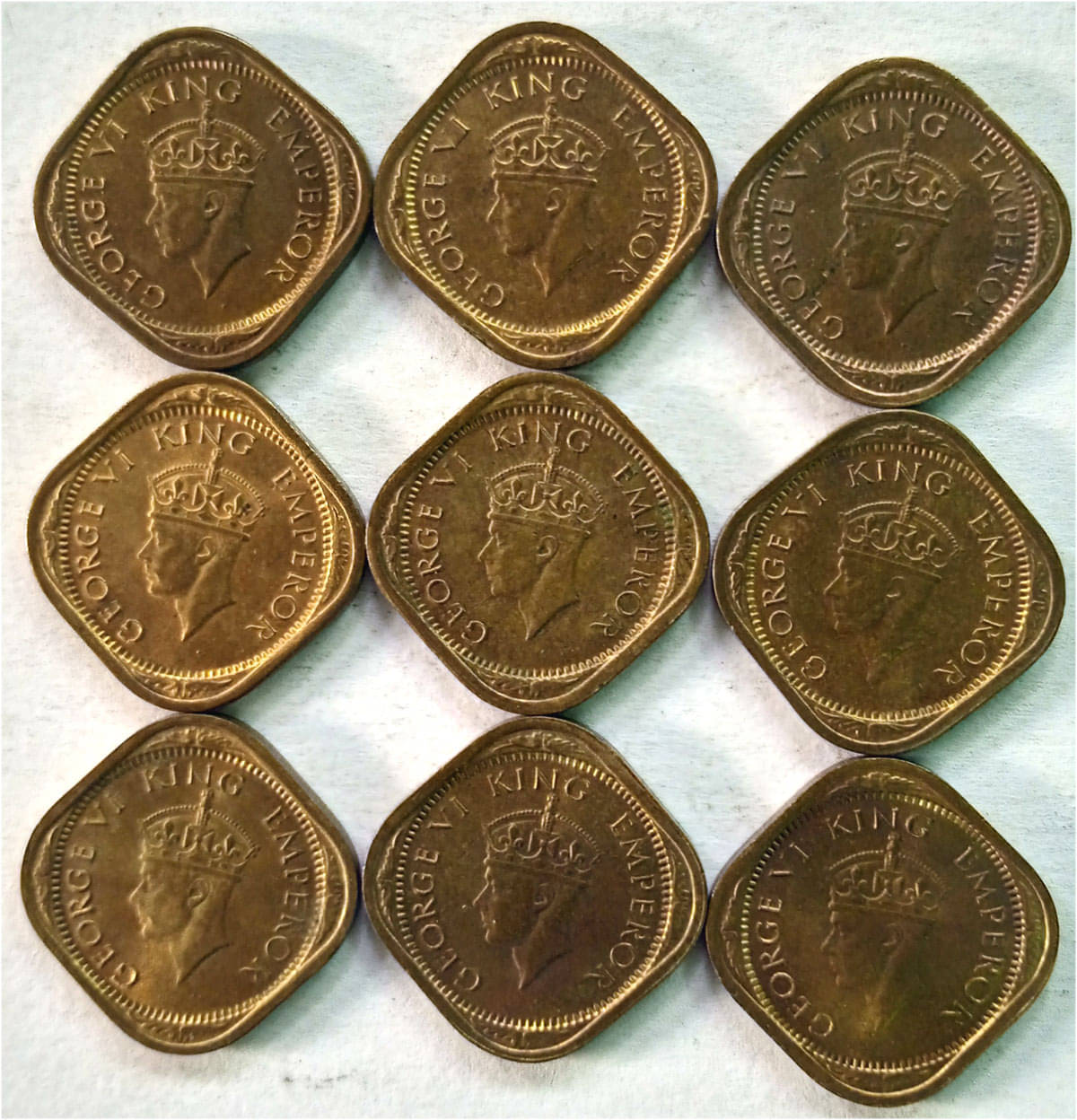     			KGVI - HALF ANNA UNC - 1942 -9PCS