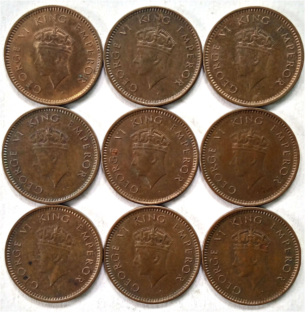     			KGVI - HALF PICE UNC - 1939 - 9PCS
