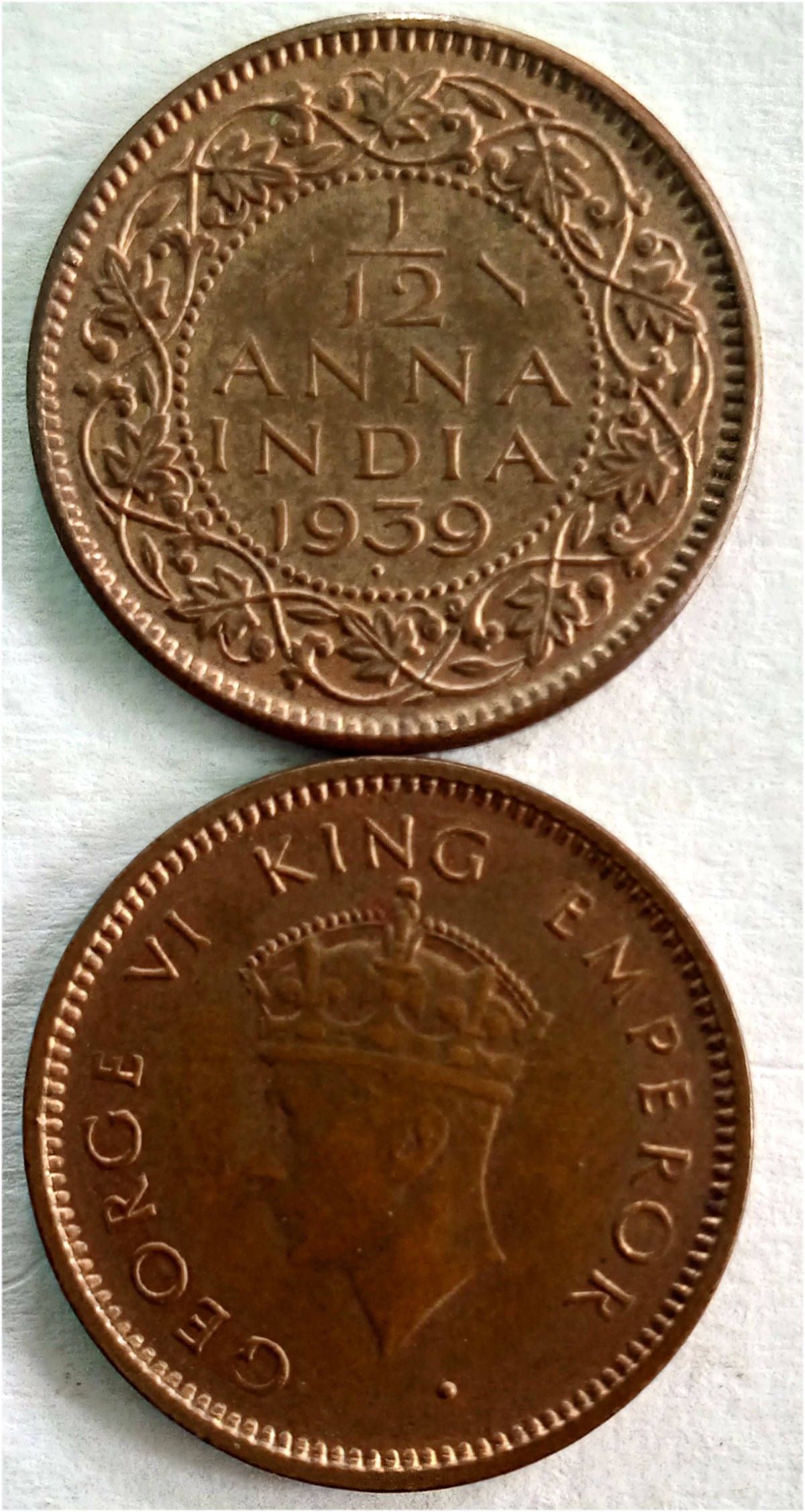     			KGVI - TWELTH ANNA UNC - 1939 - 1PCS