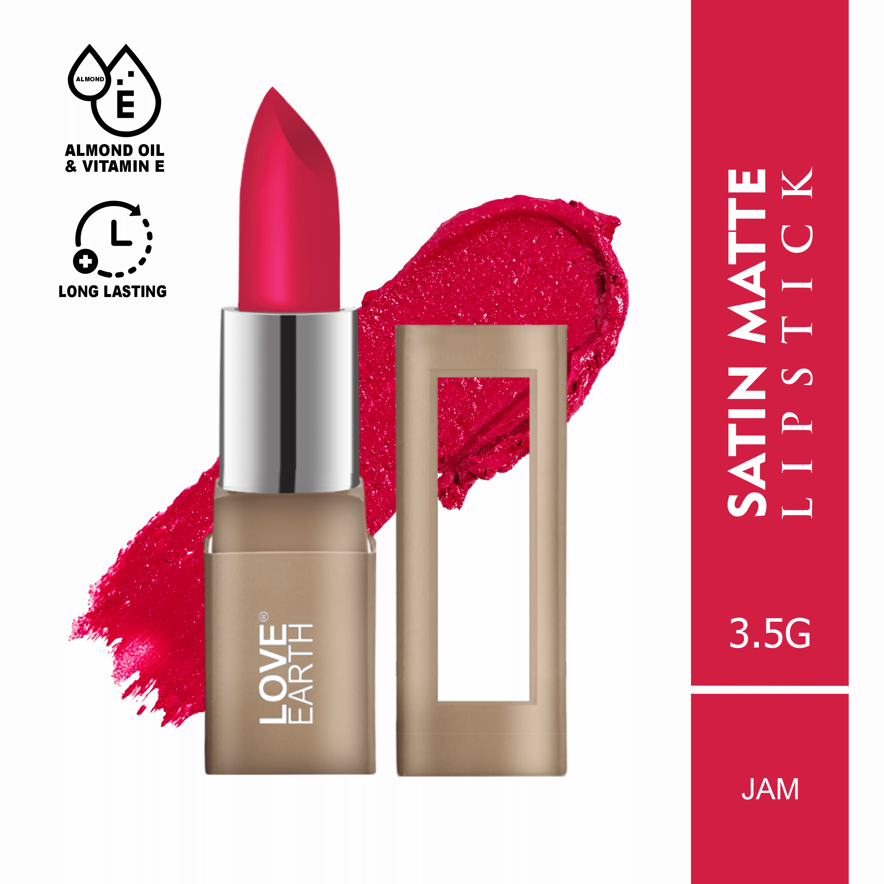     			LOVE EARTH Coral Pink Creme Lipstick 3.5