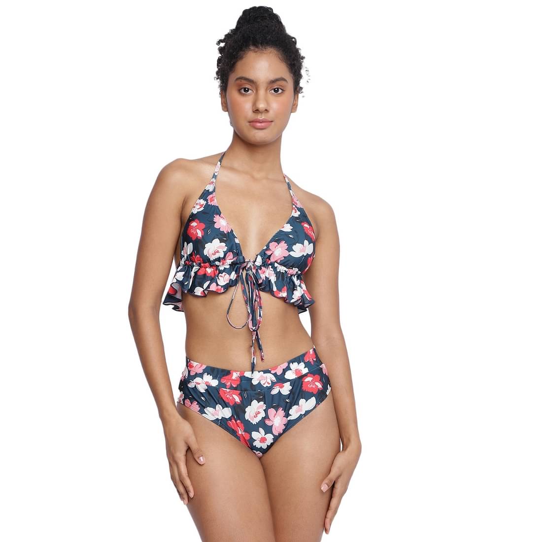     			La Intimo Polyester Multi Color Tankinis - Pack of 2